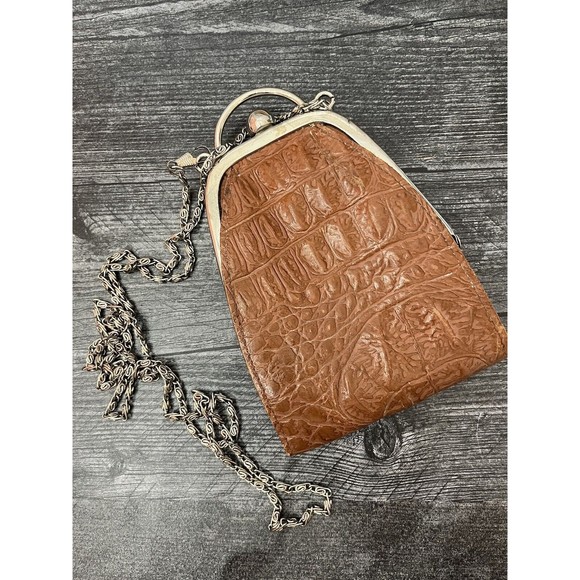leather small vintage purse with Chain Made In Italy - Picture 3 of 4